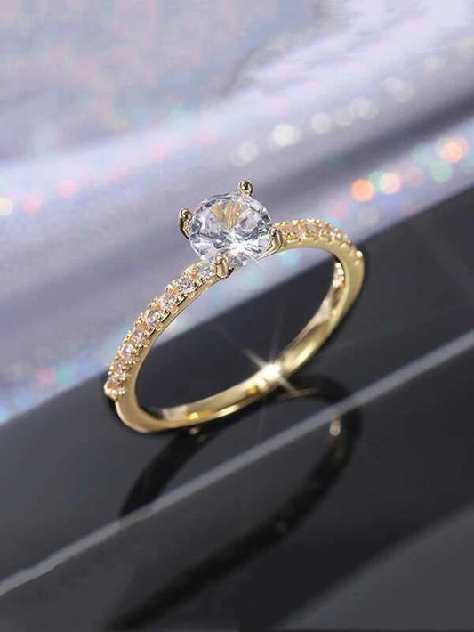 Cubic Zirconia Decor Ring For Women