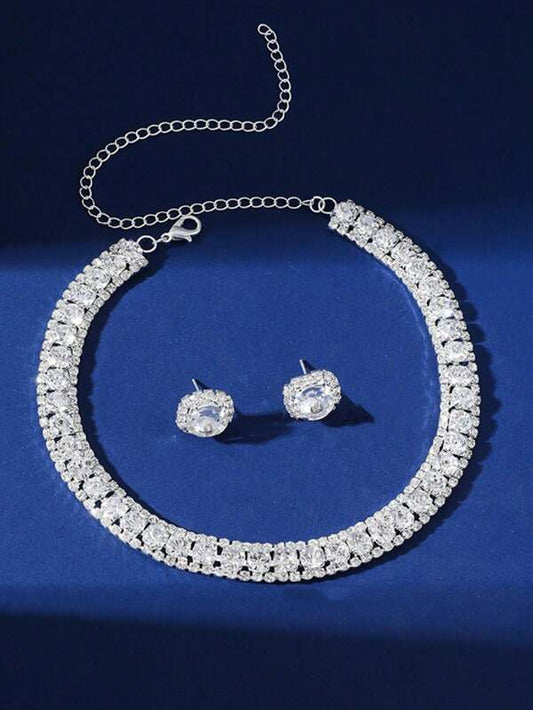 Crystal Necklace & Earrings Jewelry Set